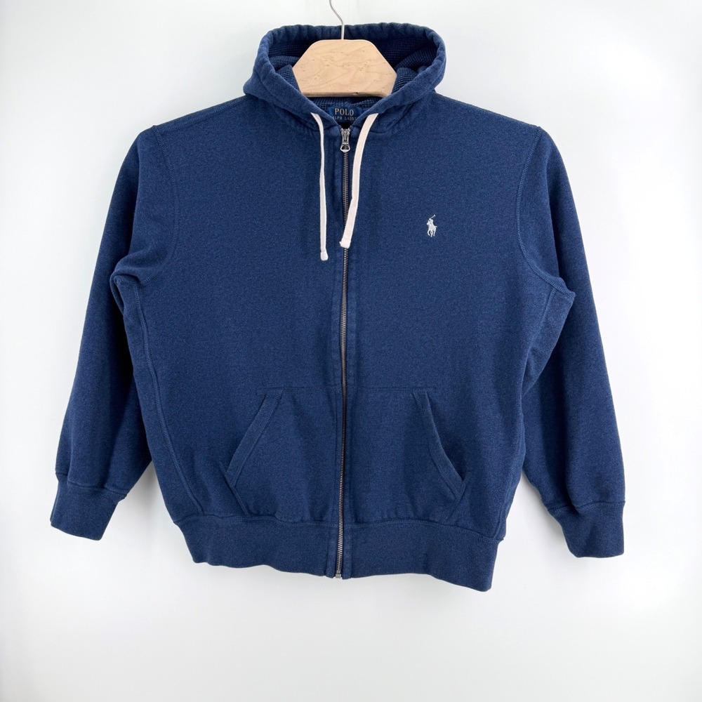 Polo Ralph Lauren Full Zip Hoodie XL 100% Cotton Navy Blue Classic Preppy Sporty